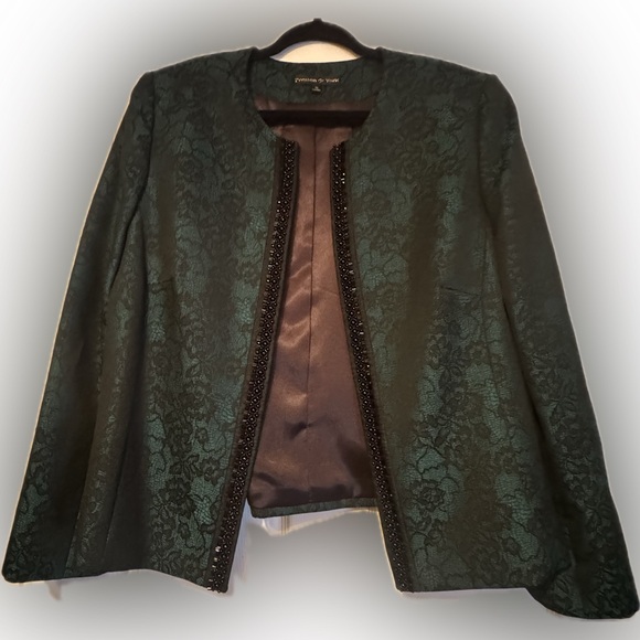 Preston & York Jackets & Blazers - NWT Preston & York Sz 18 Black and Green Lace Blazer w/ beading front